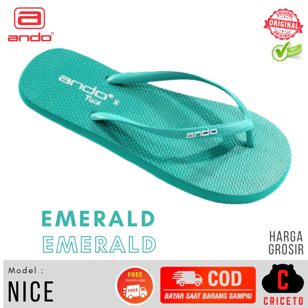 Sandal Jepit Wanita Basic ANDO NICE Aneka Warna Size 36-40 Grosir-Emerald
