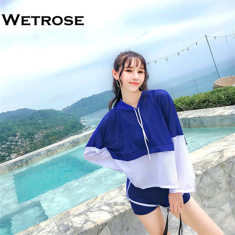 【Wetrose】3Pcs Set Gaya Korea Wanita Bikini Renang Gadis Muda Datar Rok Keren Baju Renang Swimwear