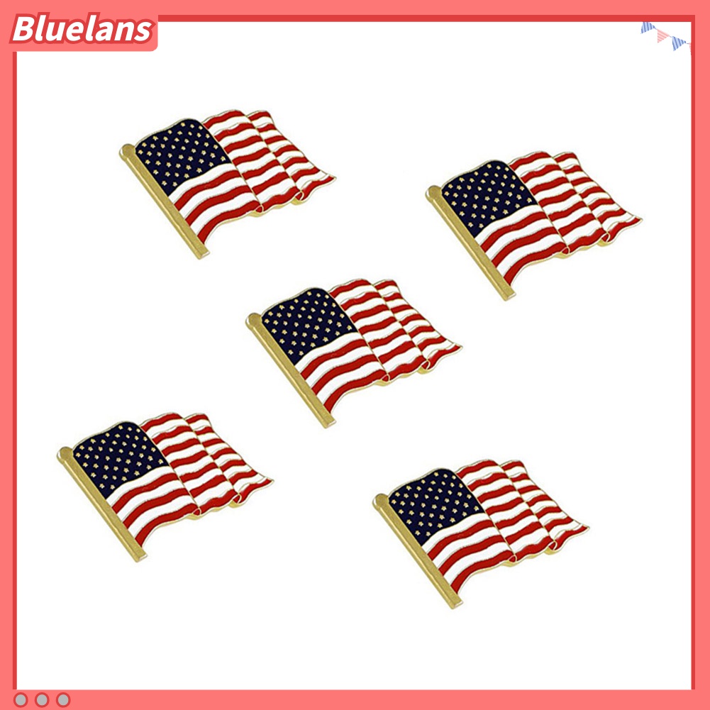 5pcs Bros Pin Enamel Desain Bendera Amerika Untuk Dekorasi Jaket Denim Tas Topi Unisex