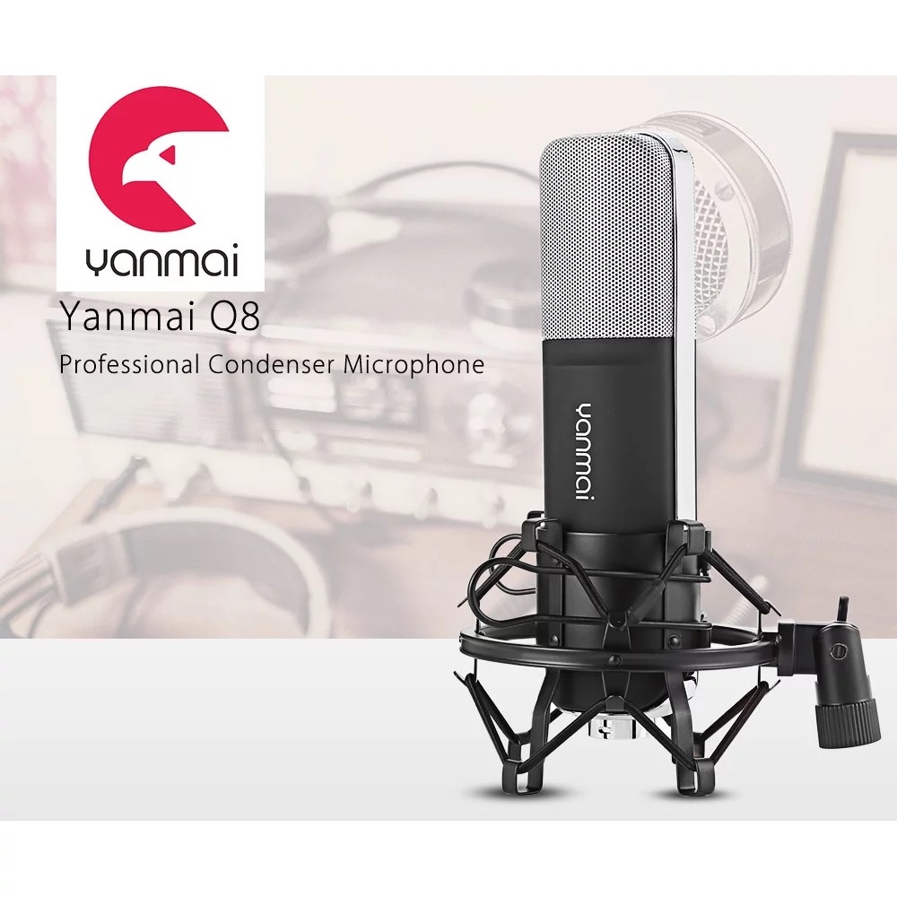 YANMAI Q8 - Professional Cardioid Condenser Microphone for Live Broadcast Podcast Recording - Mikrofon Profesional untuk Rekaman maupun Podcast