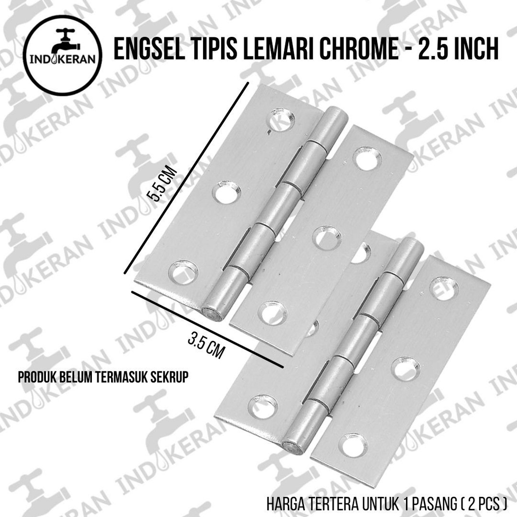 INDOKERAN - Engsel Tipis Lemari Chrome - 2.5 Inch