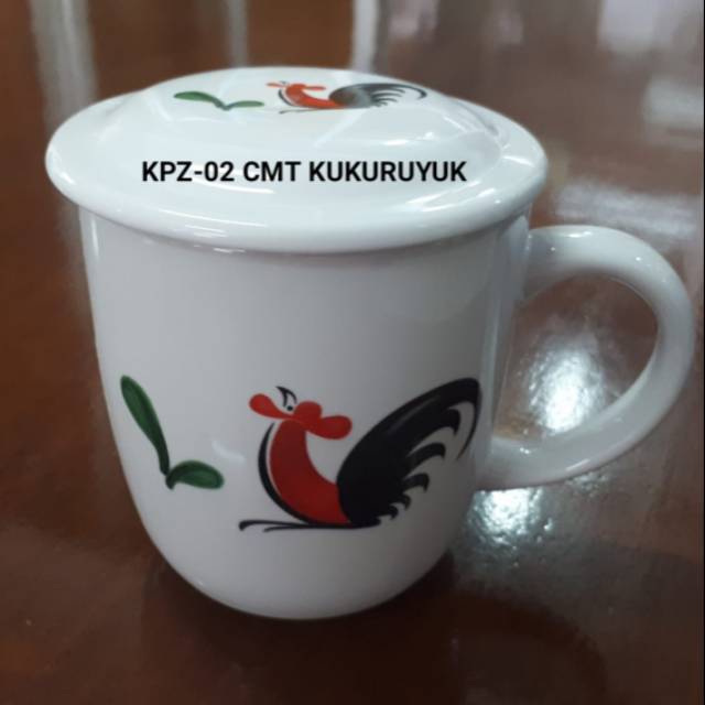 Mug keramik+tutul motif ayam jago