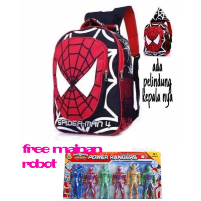 TAS SPIDERMAN GRATIS ROBOT MAINAN TAS ANAK SD DAN TK