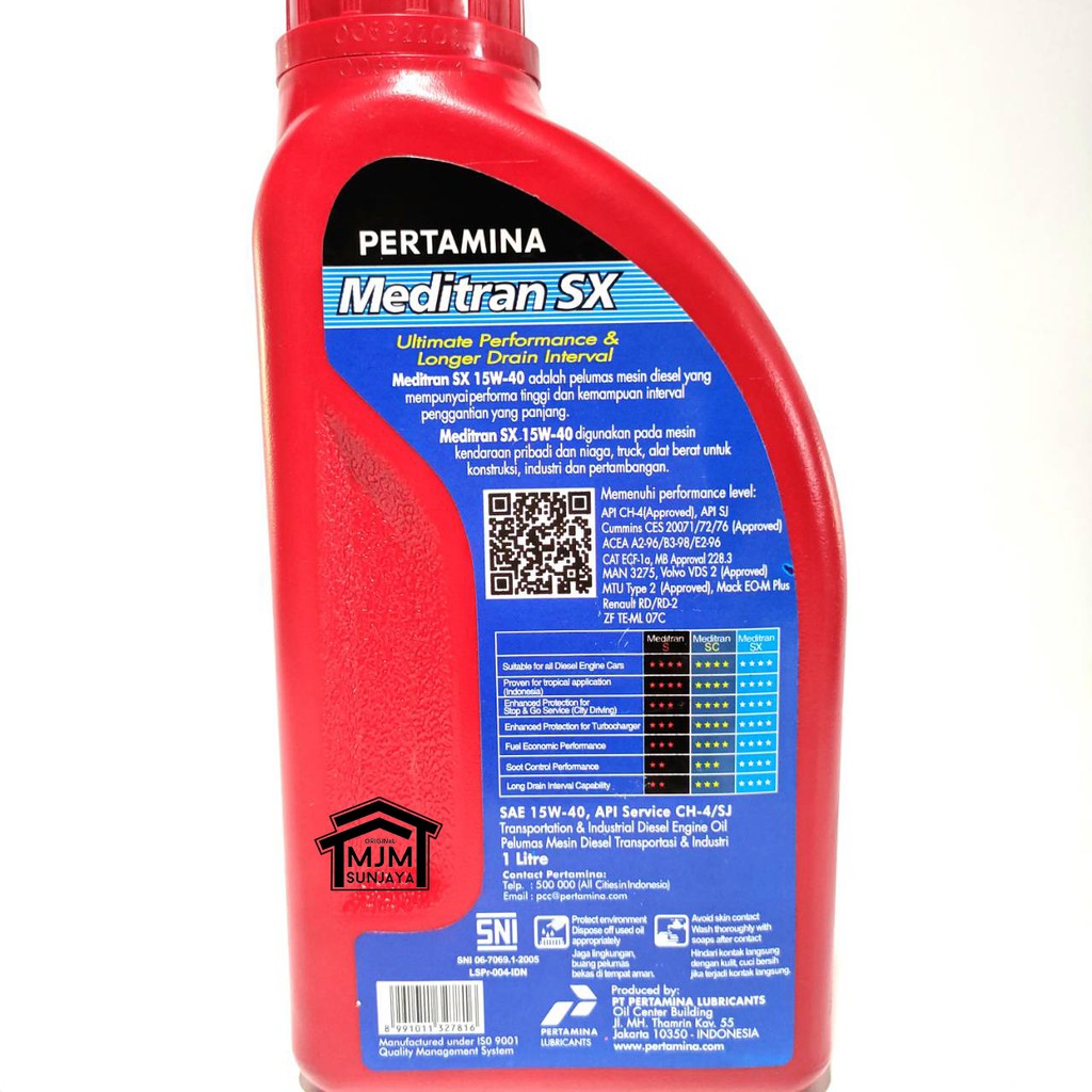 Oli Pertamina Meditran SX 1 Liter 15W-40 Mesin Diesel Truk Solar Botol 15W40 SX40 40 Asli