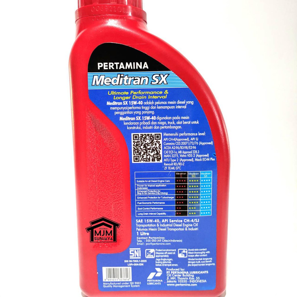 Oli Pertamina Meditran SX 1 Liter 15W-40 Mesin Diesel Truk Solar Botol 15W40 SX40 40 Asli