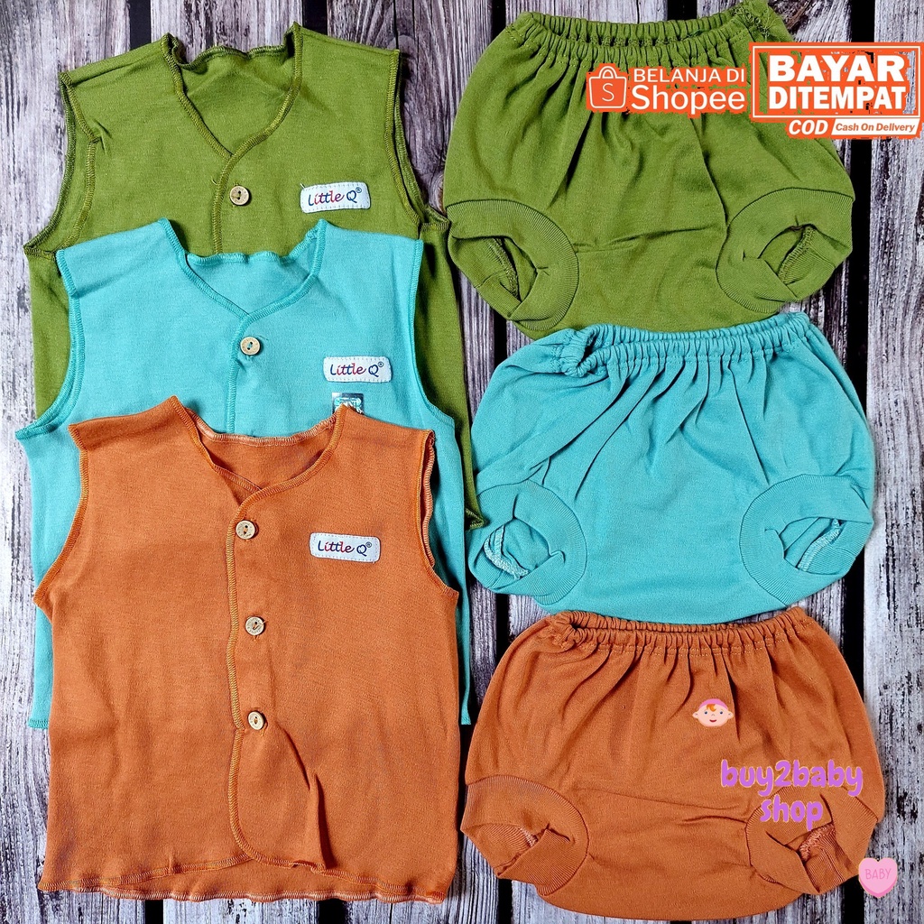 Ridges Little Q baju bayi setelan piyama pendek World Color Series 0-3 Bulan 3 PCS