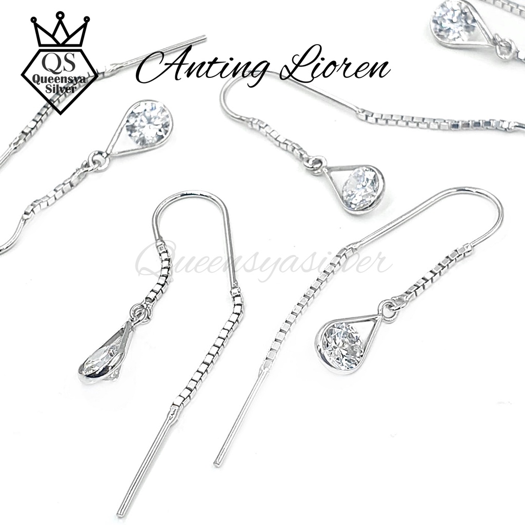 Anting Perak Asli Silver 925 || Lapis Emas Putih || Model Anting Kait/Sulam || Perhiasan Fashion Wanita