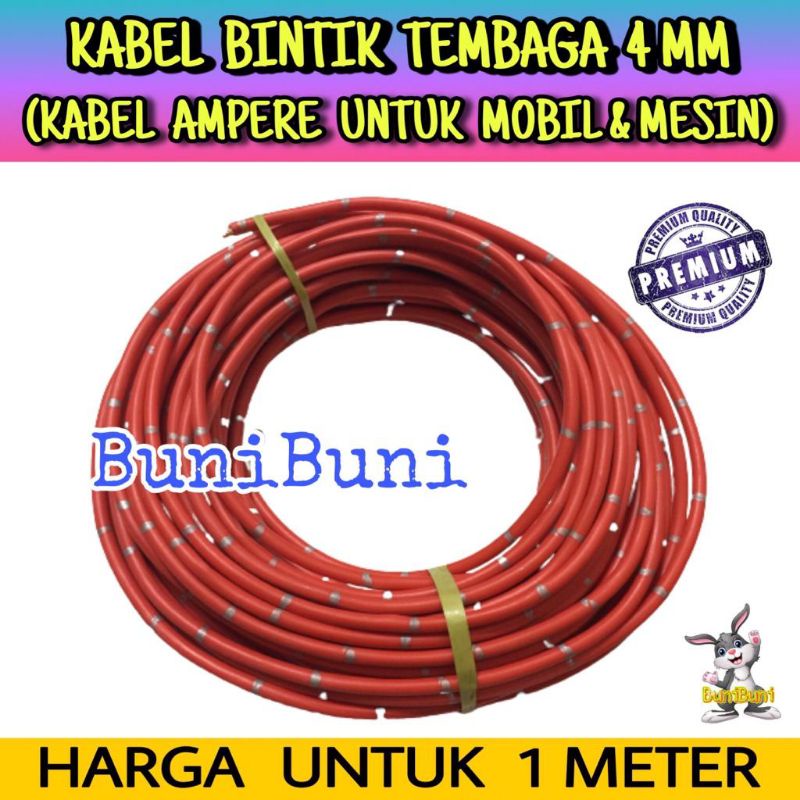 Kabel Bintik Jepang 4MM / Kabel Ampere Amper Mobil 4 MM Dengan Serabut Tembaga Murni (ECERAN)