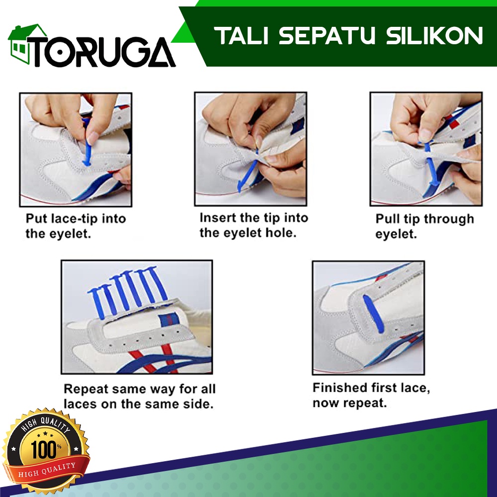 Tali Sepatu Silikon Elastis Premium Shoes Laces Karet Shoelace Silicone isi 16pcs