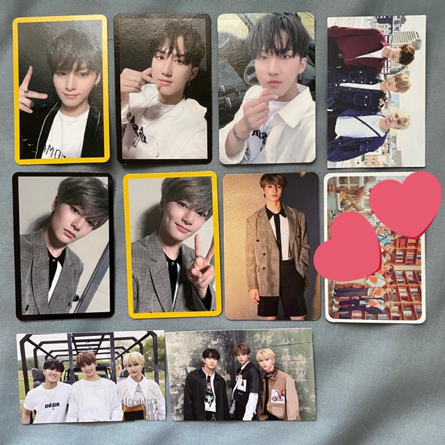 Stray kids lee know, changbin & jeongin yellow wood official photocards