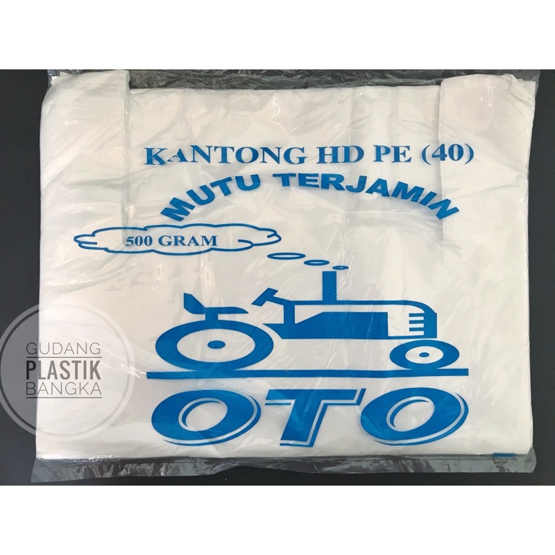 Kantong Plastik / Kresek HD PE OTO / LOGO Putih Uk. 17 / 24 / 28/ 35 / 40