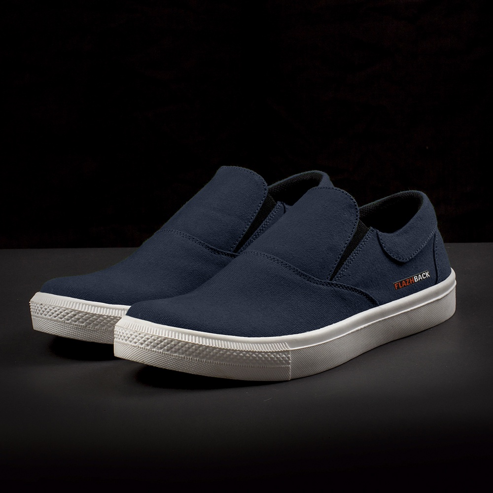 OWL NAVY |ManNeedMe x FLAZHBACK| Sepatu Sneakers Pria Casual Slip On Kanvas ORIGINAL