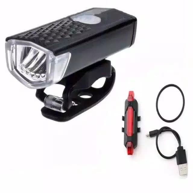 PROMO! Paket 2in1 Lampu Sepeda LED Light Depan dan Belakang Rechargeable - Paket lampu depan dan belakang sepeda - lampu sepeda - lampu rem - lampu LED - senter led - senter cas - lampu sepeda depan belakang - lampu sepeda LED - bracket - briket senter