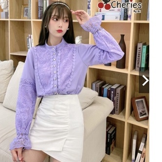 Atasan Blouse Brukat Impor Premium Cheries