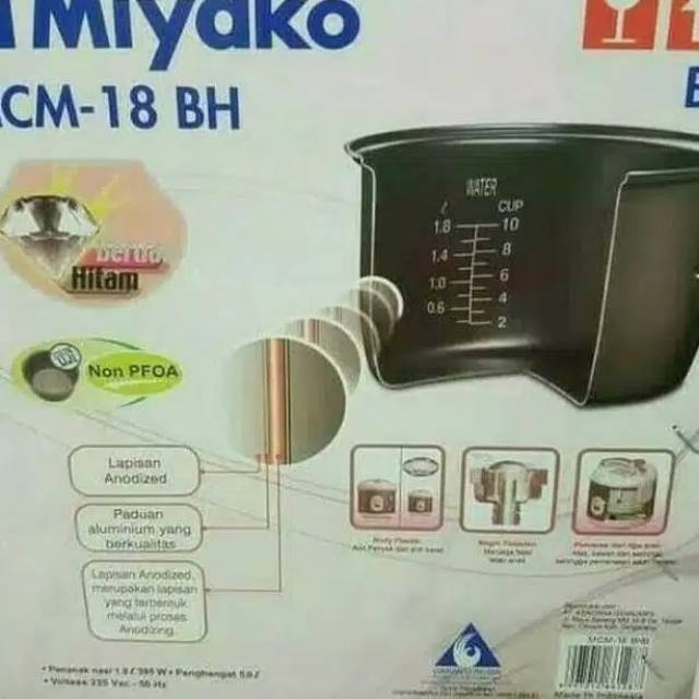 MAGIC COM MIYAKO 18 BH BERLIAN HITAM 1 3IN1 MEMASAK MENGUKUS DAN MENGHANGATKAN