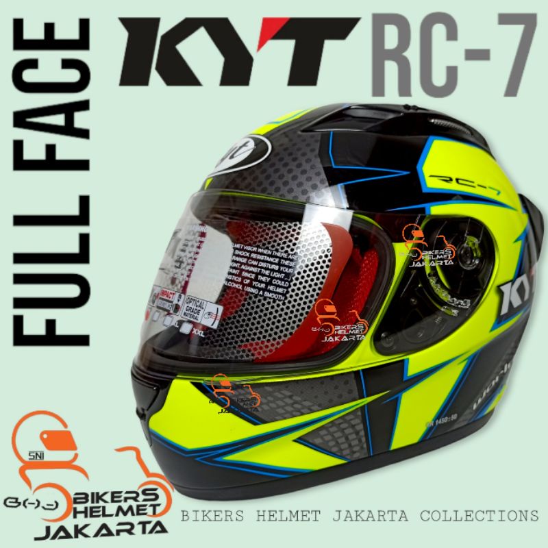 KYT HELM RC7 MOTIF 16 YELLOW FLUO GUN METAL FULL FACE