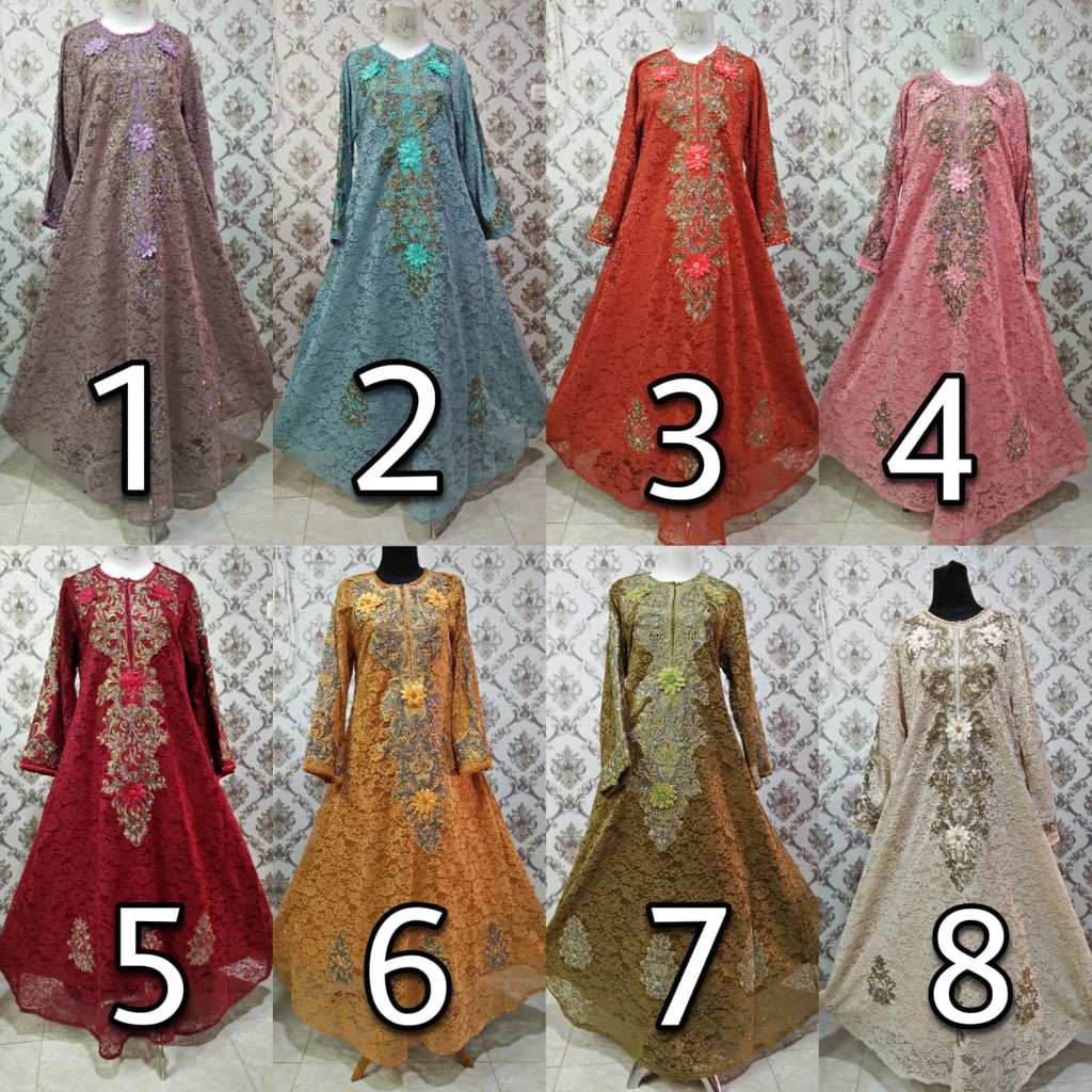 Gamis brokat bordir / Gamis pesta / Gamis brukat non gliter