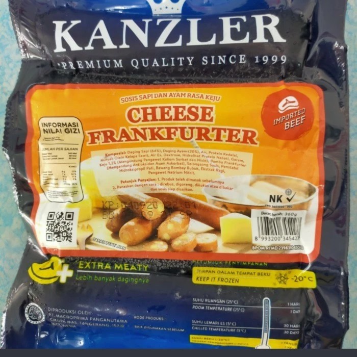 

Sosis Kanzler frankfuter keju (cheese) 360gr