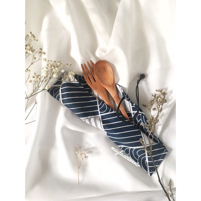 Souvenir sendok garpu sumpit stainless | souvenir set sendok garpu pouch | souvenir murah