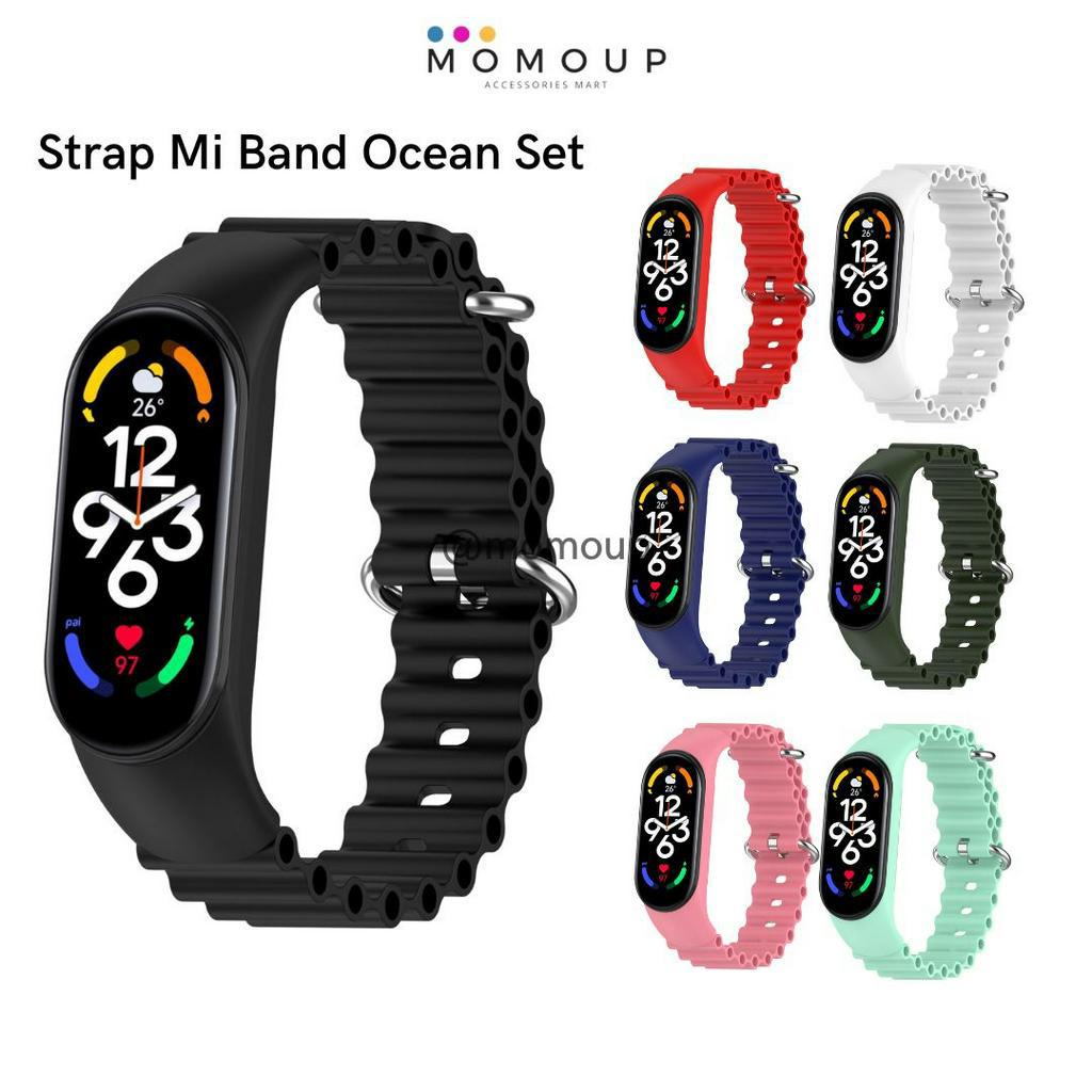 Strap Xiaomi Mi Band 7 Mi Band 6 Ocean Set Tali Pengganti Mi Band 7/6/5/4/3 Bahan Silikon Model Ocean