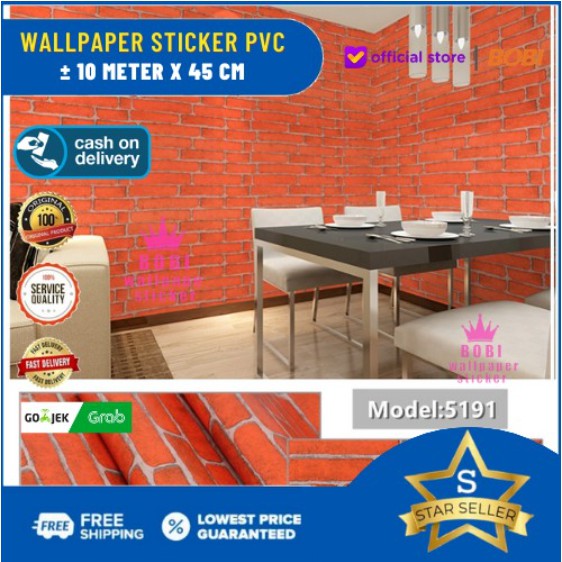 Wallpaper Sticker Motif Bata orange 5191 / WallSticker Murah dan Berkualitas Uk.9mx45cm