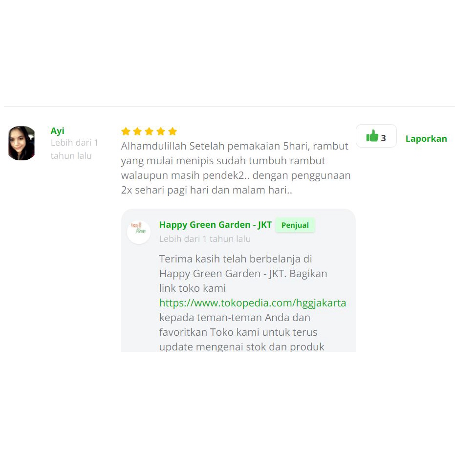 BPOM Approved Happy Green Special Formula EVA Hair Tonic - Buat kesehatan Rambut, alis, Jenggot ataupun Kumis.