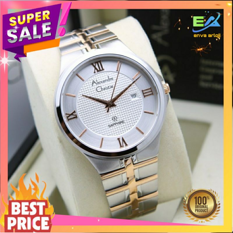 JAM ALEXANDER CHRISTIE PRIA AC 8541 SAPPHIRE ORIGINAL MURAH ORI TERBARU TALI RANTAI COWOK