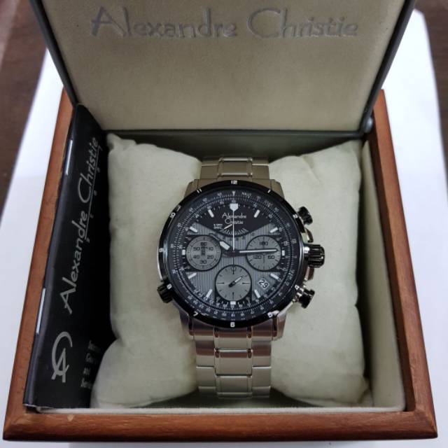 Jam Tangan Keren Elegant Pria Alexandre Christie AC 6394 MC Silver Original