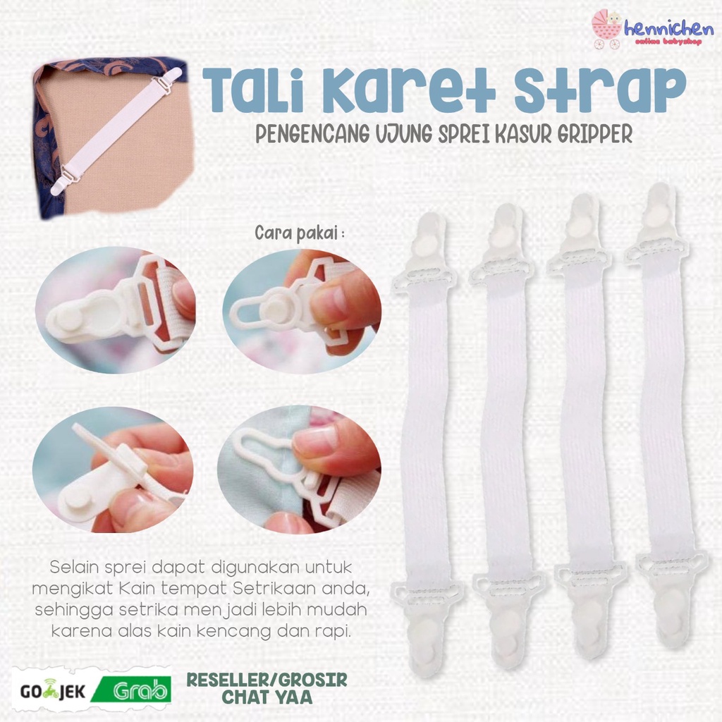 1 Pcs TALI KARET STRAP PENGIKAT PENGAIT PENGENCANG UJUNG SPREI KASUR GRIPPER