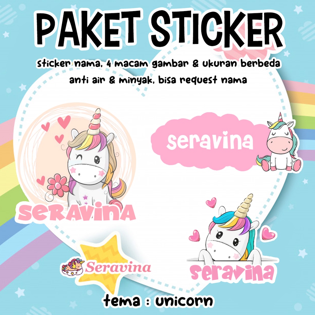 

Stiker Nama Lucu Anti Air 101 pcs Waterproof Custom Sticker Label