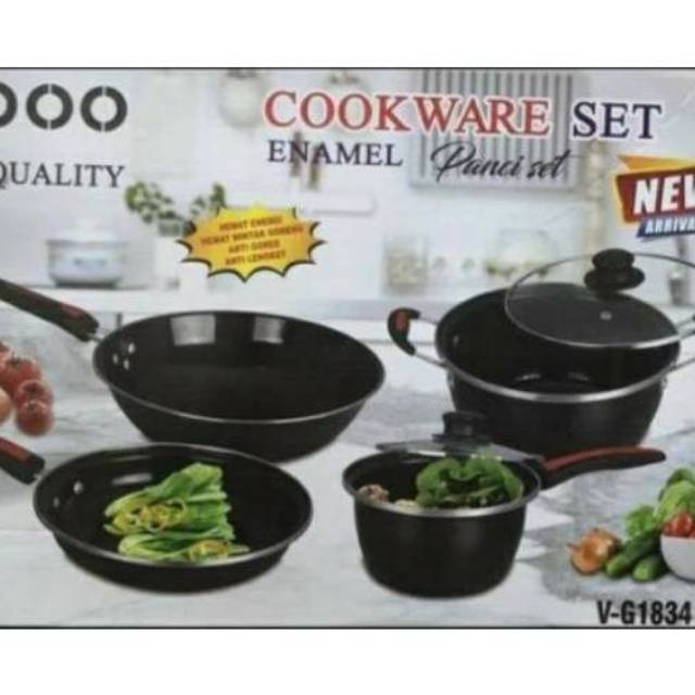 panci set VIPPO  ,  V 1834  , GSF 1831 , 2630  Enamel , panci anti lengket , panci cookware set