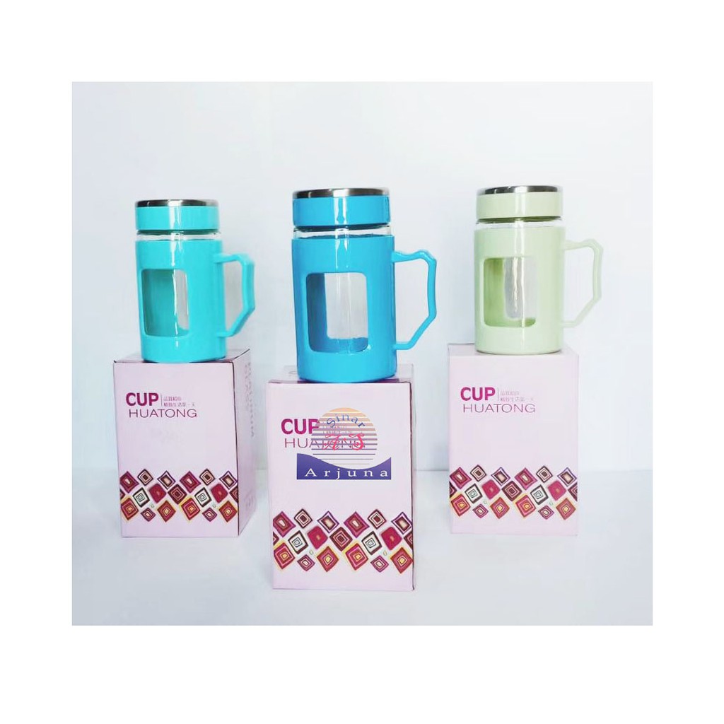 Gelas Botol Kaca / Cangkir Kaca 500 ml +Penutup