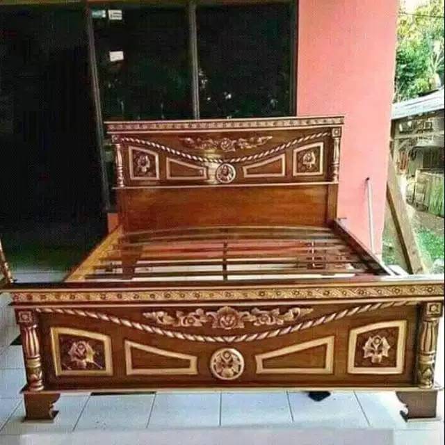 ranjang tempat tidur kayu jati ukuran 160x200cm