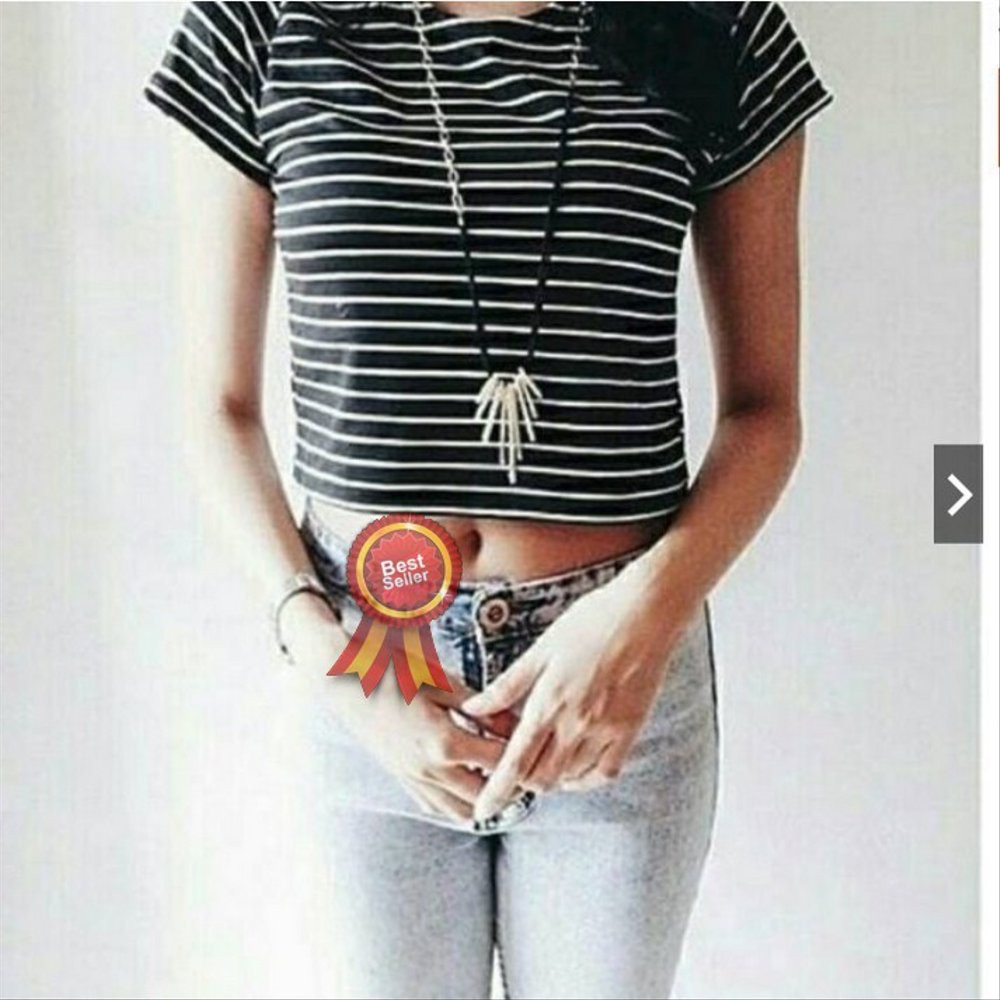 Crop Top Lengan Panjang Pendek Wanita Baju Atasan Cewek Korea Murah Korean Cewe Cew Croptop Super Ho