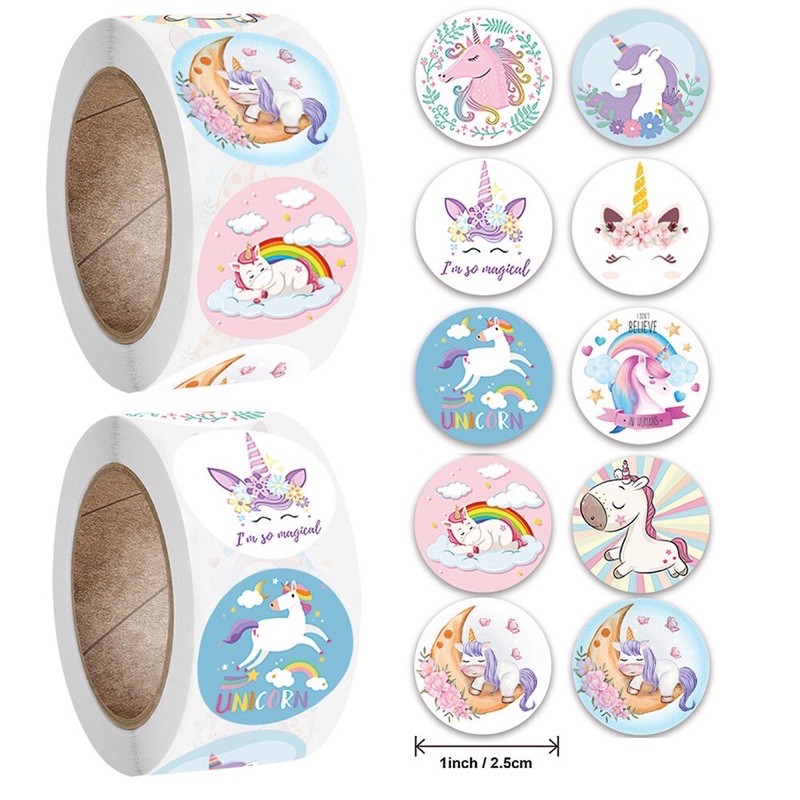 

1 pcs Stiker Segel Bulat Motif Unicorn