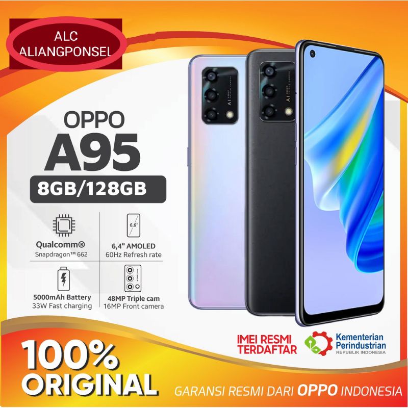 Oppo A95 8/128 GB RAM 8 ROM 128GB Handphone Hp Smartphone Android Original Murah Garansi Resmi
