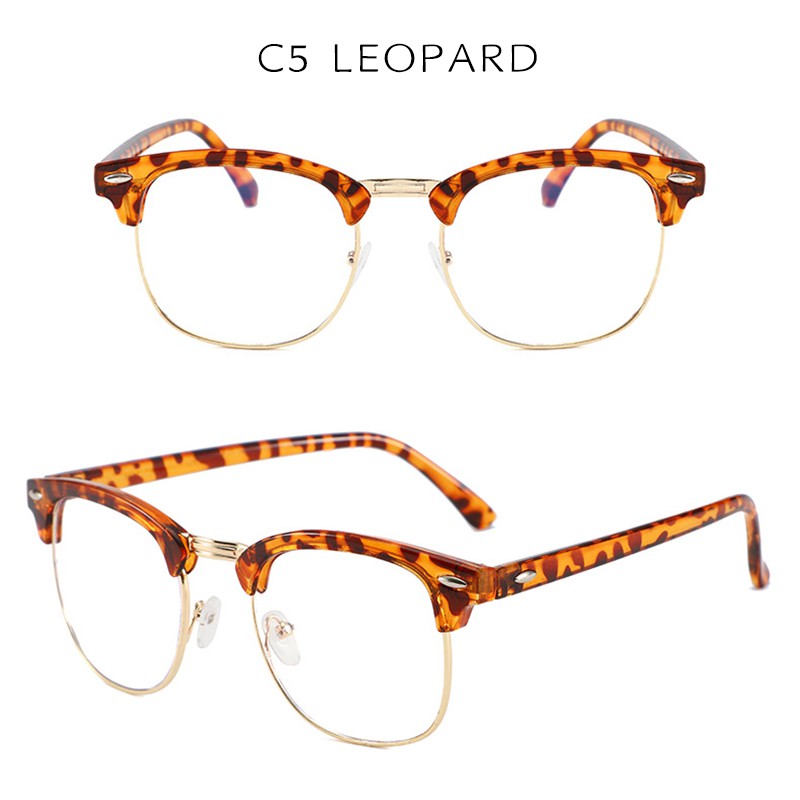 (YUZHU) Bayar di Tempat -0~-400° Optik Kacamata Korean Retro Hlaf Frame Kacamata Wanita/Pria Eyeglasses