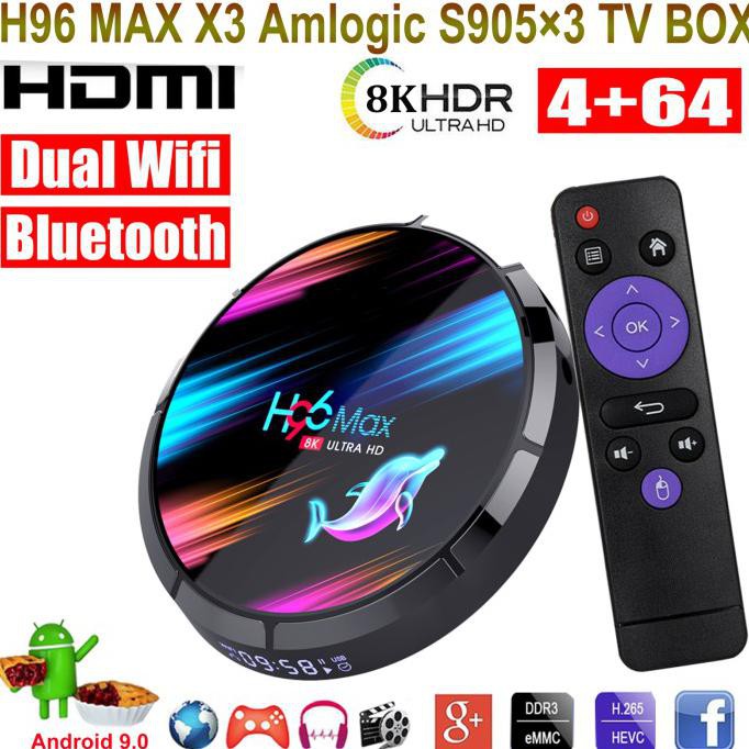 Ready&Siapkirim H96 Max X3 4/64 Gb Android 9.0 Wifi Dual Band Smart Box Amlogic S905X3 - H96 Max X3