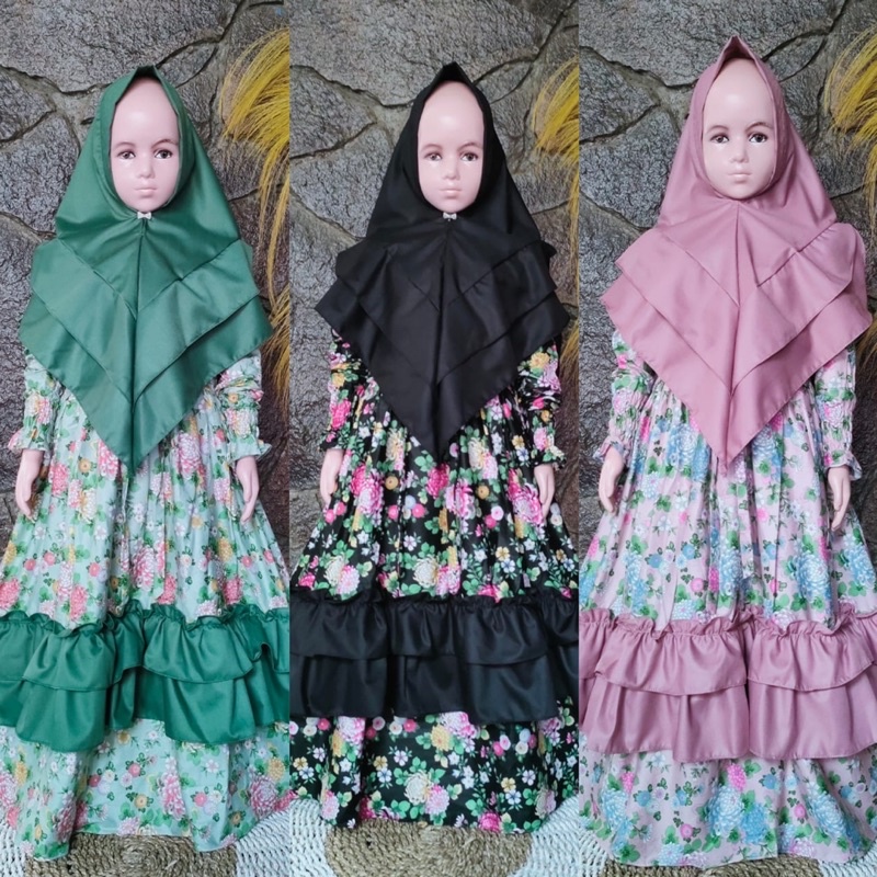 gamis anak KATUN JEPANG PREMIUM bunga mix TOYOBO