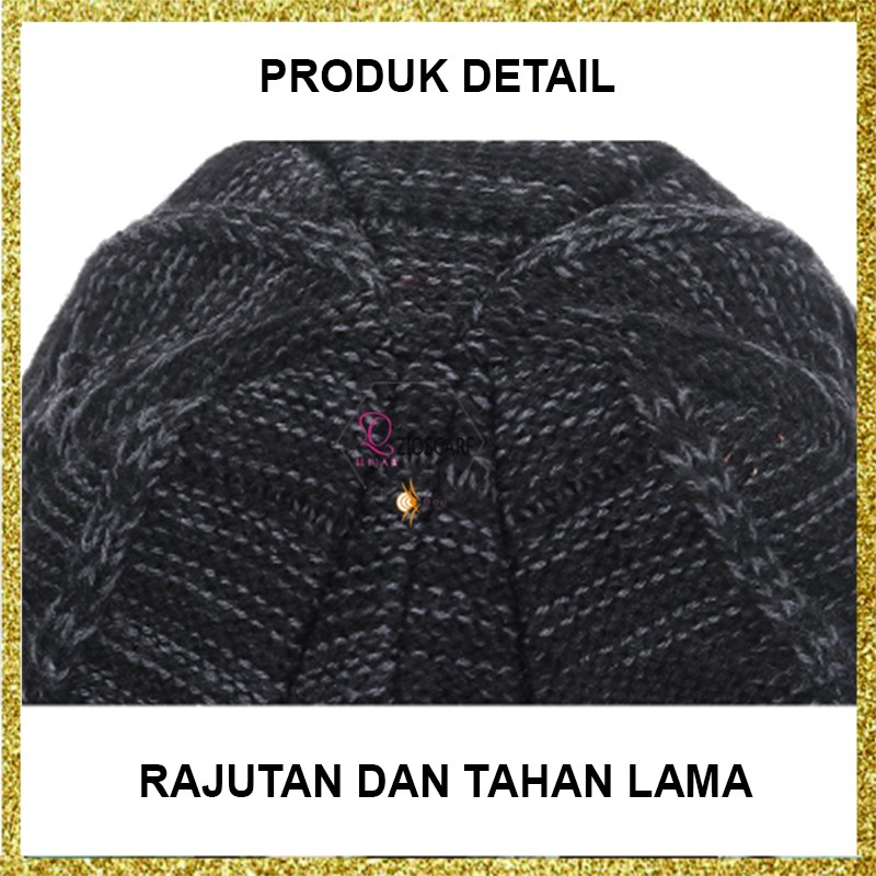 Topi Kupluk + SYAL NC Beanie Dewasa Knitted Hat Bahan Rajut Bulu Tebal Topi Gunung KPG