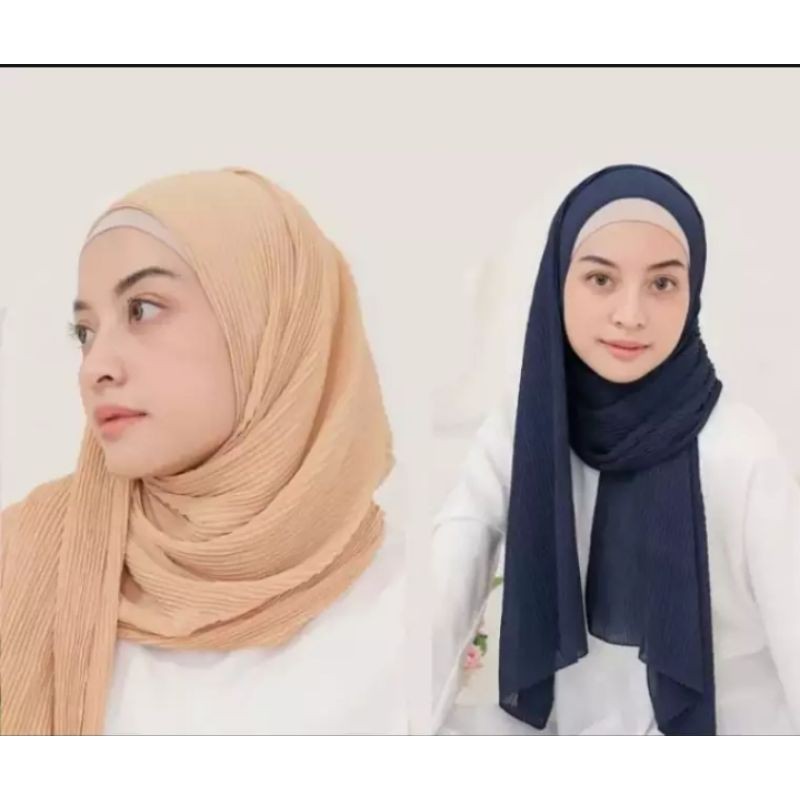 kerudung cantik segiempat pashmina plisket