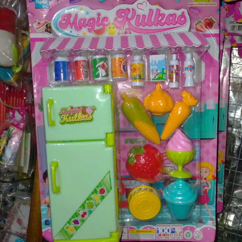 mainan magic kulkas+isi kulkas/mainan anak kulkas 2 pintu