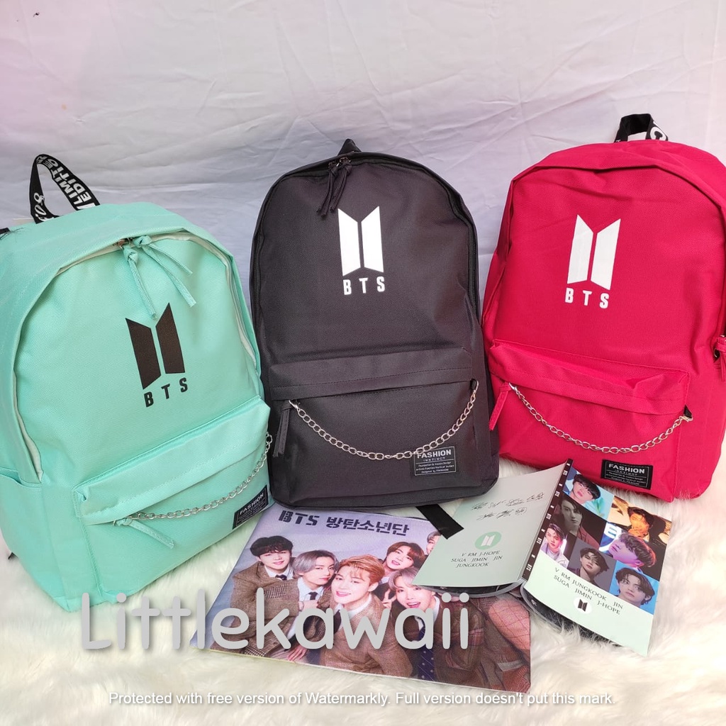 LK/Tas Ransel Laptop Backpack BTS  BT21 Sekolah Fashion Wanita Remaja Unofficial Import