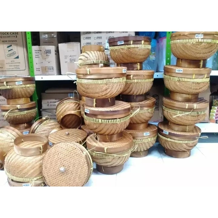 Ceting bakul /wakul 22 cm / tempat nasi tradisional anyam bambu