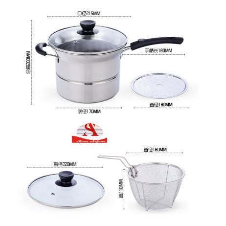 Panci Korea Serbaguna / Deep Fryer 22 Cm Multifungsi 3 in 1 / Panci Gagang Panjang