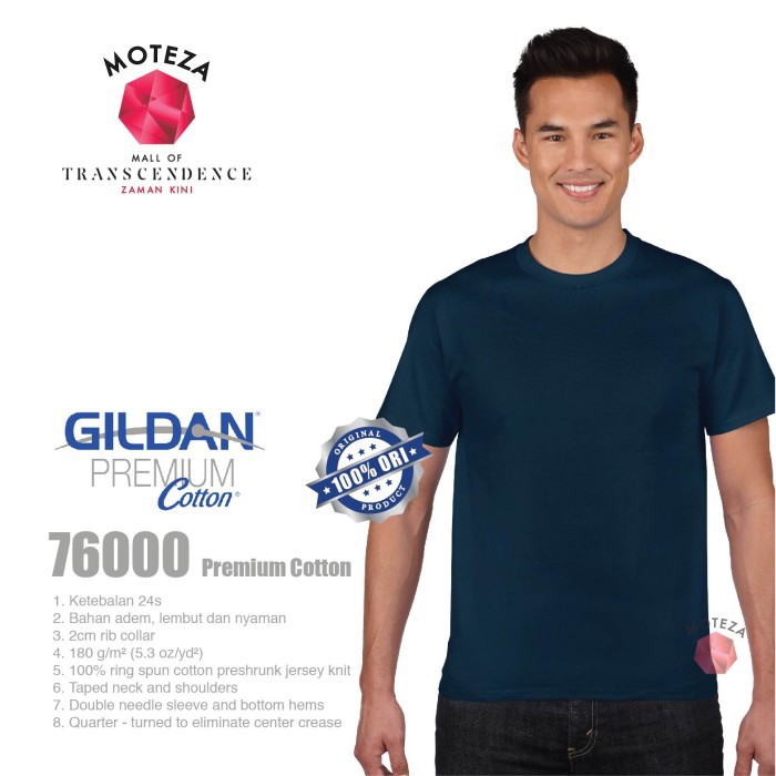 Moteza Kaos Polos Combed 24s - GILDAN Premium Cotton 76000 - XXL - WARNA