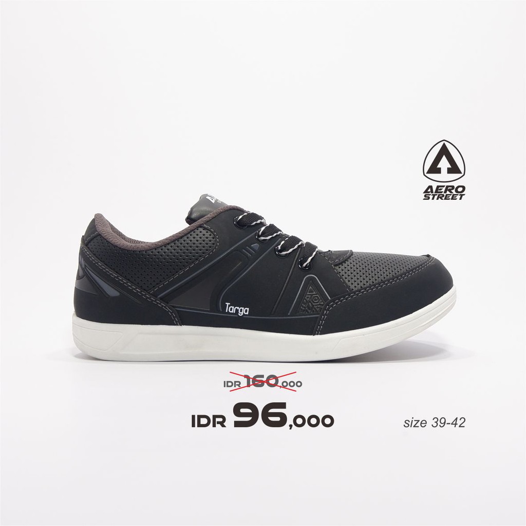 Aerostreet 39-42 Targa Hitam Abu - Sepatu Sneakers Casual