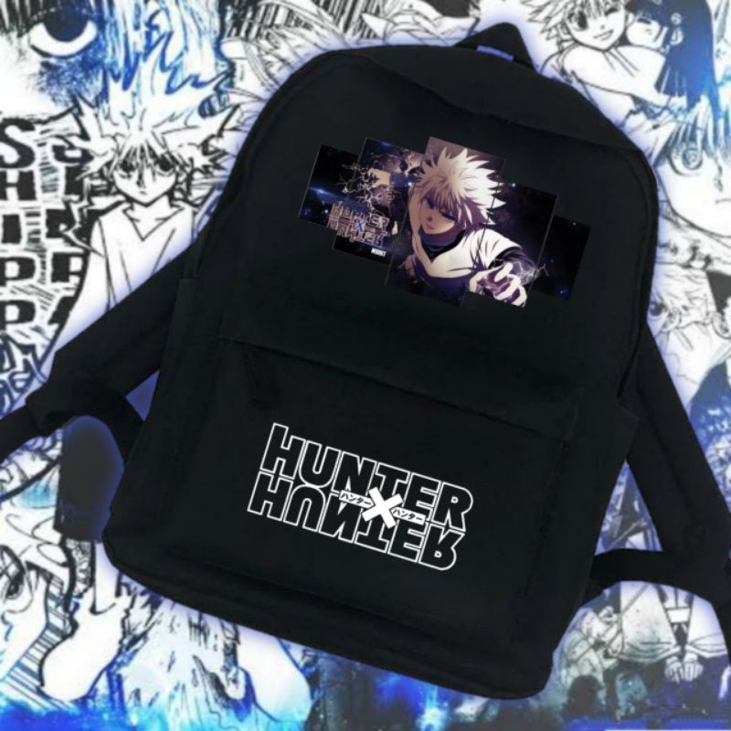 Tas anime killua karacter hunterxhunter backpack/gendong hitam untuk sekolah dll