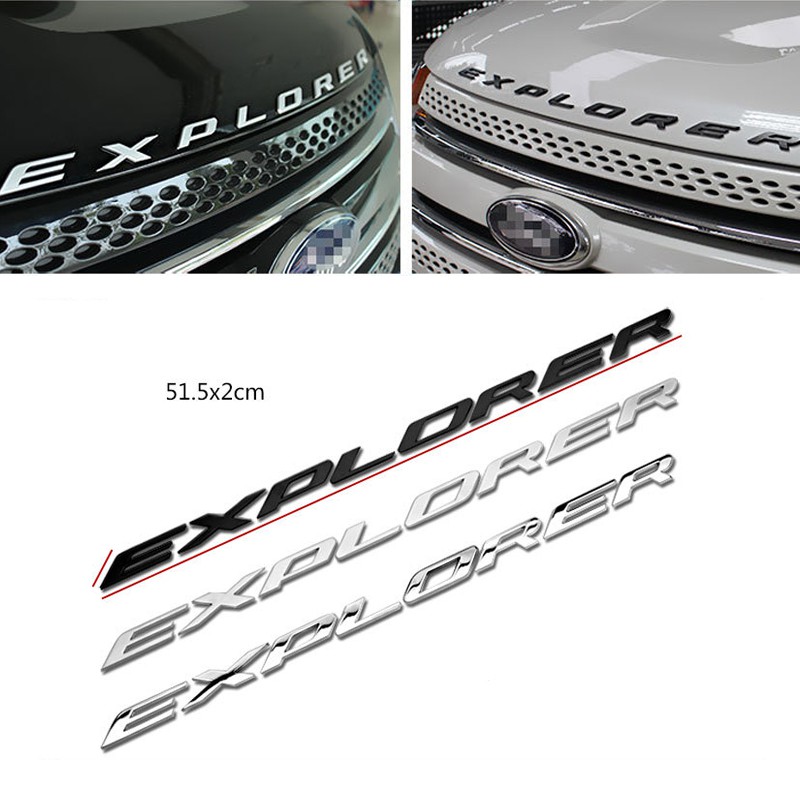 Sticker Emblem Tulisan Warna Hitam/Silver/Chrome untuk Kap Mesin Ford Explorer 2011-2018