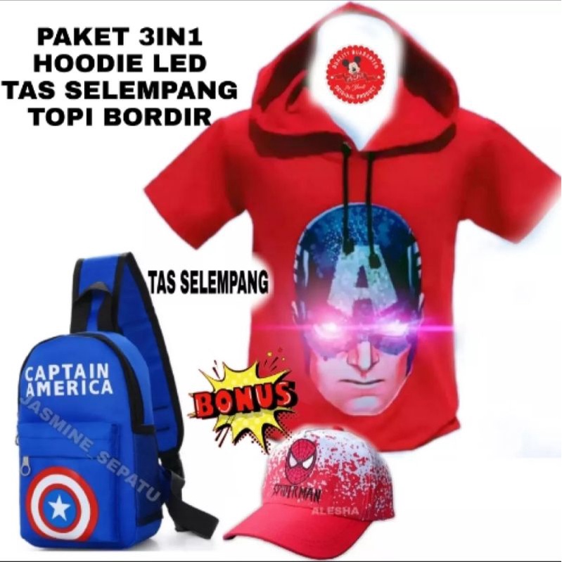 Baju anak Superhero Kapten Amerika / Baju Anak Captaiinin Ameeeerica / Tameng Kapteenen Ameeerika Baju Hoodie